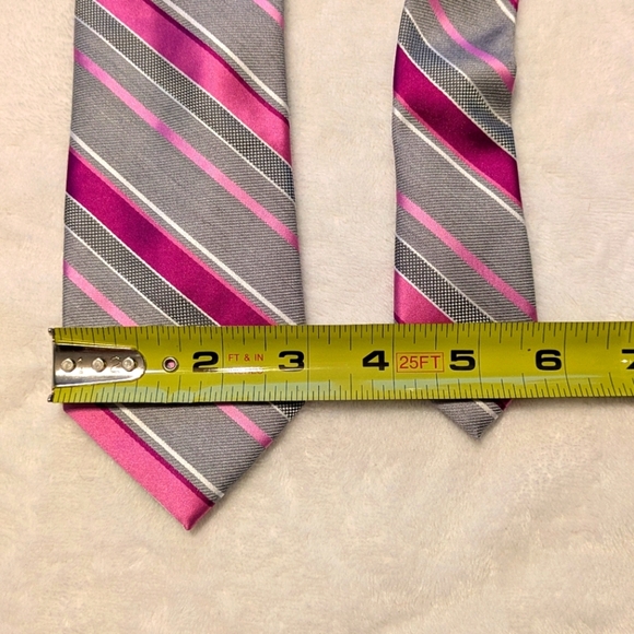 Madison Tie pink and gray stripes NWT - Picture 4 of 5